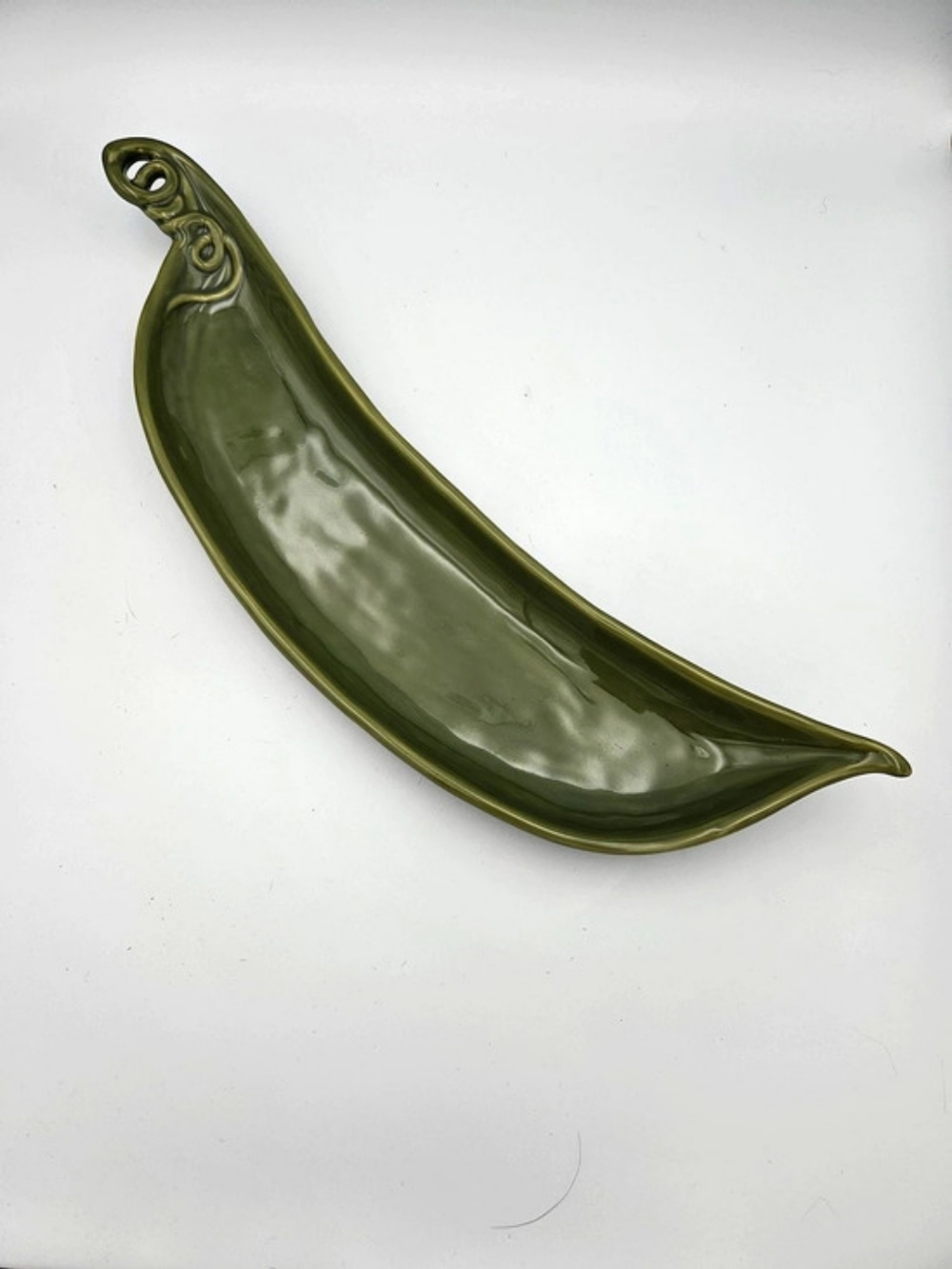 Pottery Barn Garden Crudite Pea Pod Serving Tray Green & Cream
